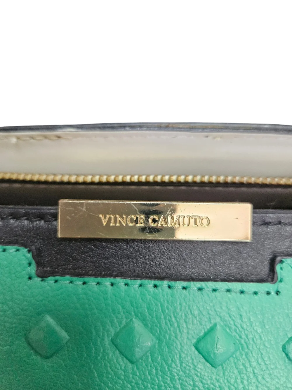 Vince Camuto Mint Green & Black Studded Satchel